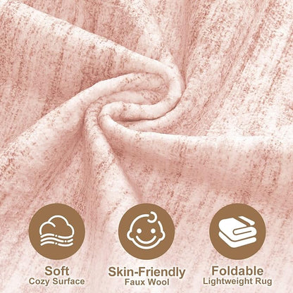 Nakagishi 8X10 Area Rugs Living Room: Washable Large Vintage Rug Neutral Non-Slip Soft Stain Resistant Indoor Carpet for Bedroom Nursery Dining Room Office Playroom - Pink-01
