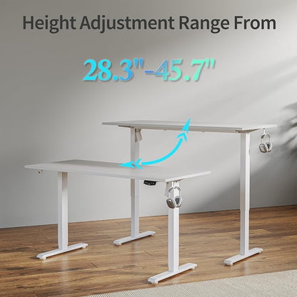 Agilestic Electric Standing Desk, 63 x 24 Inches Height Adjustable Desk, Sit Stand up for Work Office Home, Ergonomic Rising Computer Table with Memory Preset, White