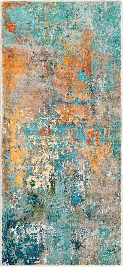 Lahome Kitchen Rugs, 2x4 Washable Rug with Soft Low-Pile for Entryway and Hallyway, Non-Slip & Small Carpet for Bathroom, Easy Clean Door-Friendly Mat, Kid&Pet Friendly Modern Decor 2x4 Rosy