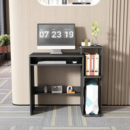 ALISENED Computer Desk with Storage Shelves, Home Office Desk with Monitor Stand, Small Writing Desk Table with Keyboard Tray,Study Table with CPU Stand for Small Spaces (35"-Black)