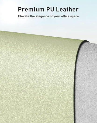 Aothia Faux Leather Desk Mat - Large Mouse Pad, Non-Slip PU Leather Blotter, Waterproof Writing Surface for Office and Home (Grass Green, 42" x 17")