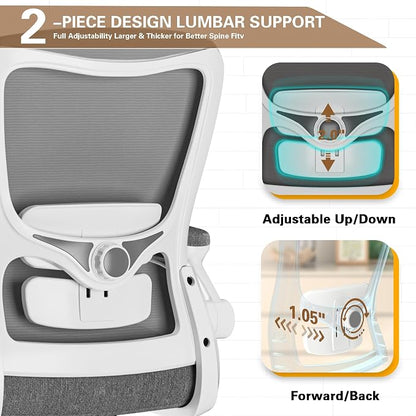 Ergonomic Office Chair - High Back Desk Chair with Adjustable Lumbar Support, Breathable Mesh Back, 330LBS Capacity, Easy Assembly, for Home Office Executive Computer Task