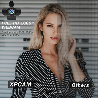 XPCAM USB C Webcam for PC/Laptop/Desktop Computer Camera with Microphone | Plug & Play USB Webcam with Tripod/Cover, Auto Light Correction, Fixed Focus,Web camera for Zoom Conference/Twitch Streaming