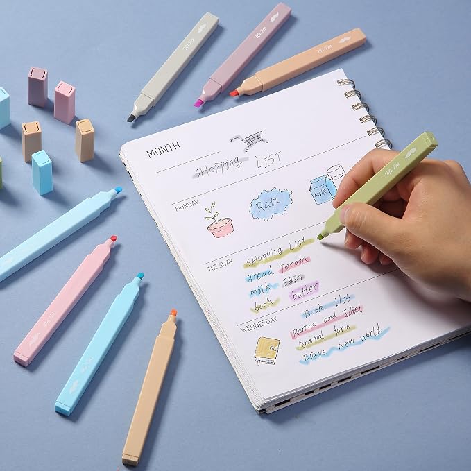 Mr. Pen- Aesthetic Highlighters No Bleed, 8 Pack, Pastel & Vintage Colors | Chisel Tip, Cute Highlighters Assorted Colors for Journaling, Highlighting, Underlining, Fast Dry, Back to School Supplies
