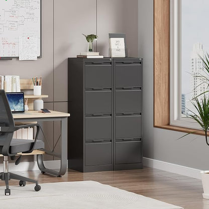 4 Drawer File Cabinet with Lock, Filing Cabinets for Home Office | Tall File Cabinet, Lockable File Cabinet, Metal File Cabinet for Letter/Legal/A4/F4 Size, Assemble Required