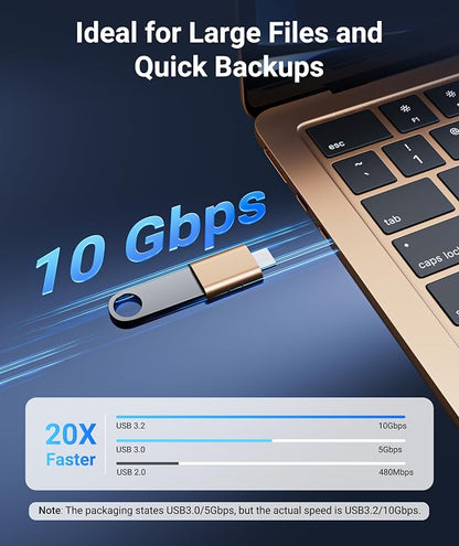 Syntech USB C to USB Adapter Pack of 2 USB C Male to USB3 Female Adapter Compatible with iPhone 17 Pro Max MacBook Pro Air 2024 iMac iPad mini Pro, Other Type C or Thunderbolt 5/4 Devices, Gold