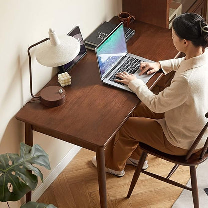 Computer Desk, Solid Wood Desk, Mid Century Modern Home Office, Writing Desk with Drawers for Study Bedroom Living Room 47.24" W