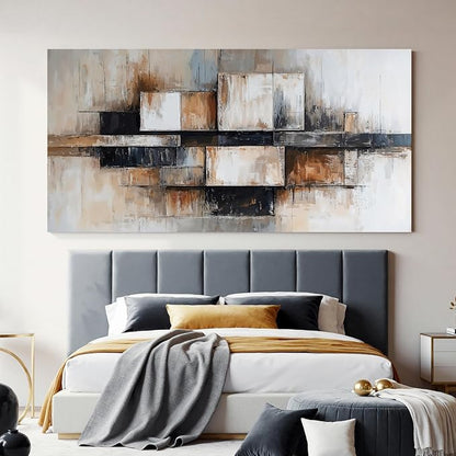 Modern Abstract Geometric Oversized Wall Art Decor For Living Room Large Modern Abstract Beige And Black Wall Art Geometric Decor Prints Wall Art For Bedroom And Office Wall Decor 39 X 78 Inch