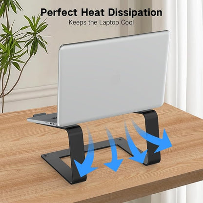Tonmom Laptop Stand for Desk, Aluminum Laptop Riser Holder, Removable Metal Notebook Stand Ventilated Cooling Computer Riser Compatible with 10-15.6” Laptops