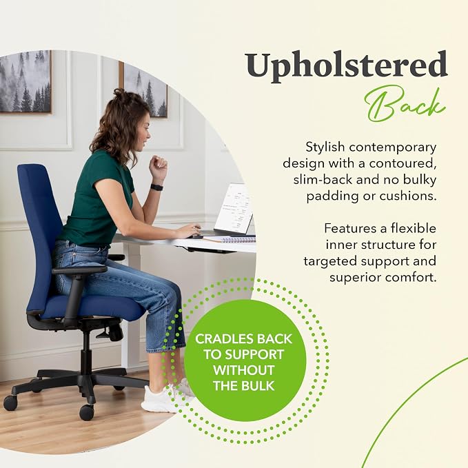 HON Ignition 2.0 Ergonomic Office Chair with Adjustable Arms, Standard Synchro‑Tilt Recline, Upholstered Desk and Computer Chair for Home Office or Workstation, Black Frame, Bark