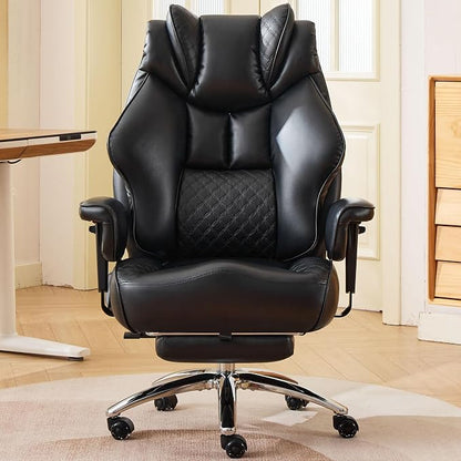 500lbs Big and Tall Office Chair Adjustable Lumbar Support, Extra Wide Seat Ergonomic Gaming Chair with Footrest, Heavy Duty High Back Executive Leather Computer Desk Chair