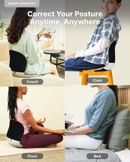 curble Wider – Ergonomic Desk Chair Seat Cushion, Everyday Passive Posture Trainer for Work from Home, Office & Car, Breathable Lumbar Support (Grey)