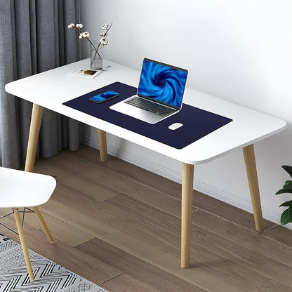 AFIING Cork Desk Mat 23.6 x 13.7, Dual-Sided Cork & PU Leather Desk Pad, Waterproof Non-Slip Desk Protector for Home Office, Study Desk & Minimalist Workspace Blue