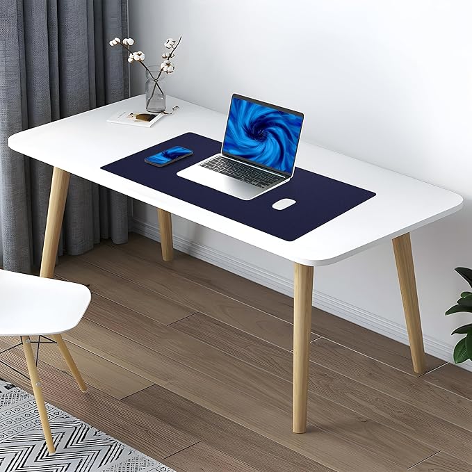 AFIING Desk Mat, Blue, 31.5" x 17", Cork Desk Pad Protector | Dual-Sided Cork & PU Leather, Waterproof, Non-Slip for Mouse Pad, Office, Home & Writing