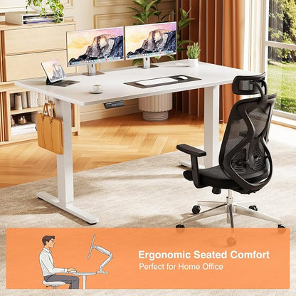 Sweetcrispy 48 Inch Electric Standing Desk, Height Adjustable Sit Stand Up Desk, Computer Workstation Home Office Gaming Rising Table with Memory Preset Splice Board,White