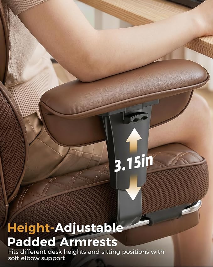 COMHOMA Big and Tall Office Chair Heavy Duty Gaming Chair with Deluxe Embossing Leather High Back Wider Ergonomic Computer Chair with Foot Rest 150°Reclining Pocket Spring Lumbar Support