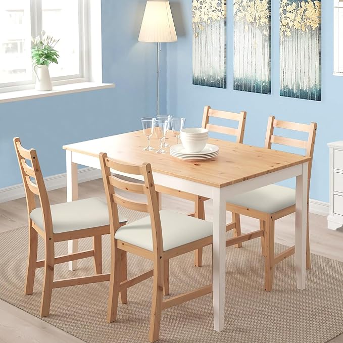 SearchI Cool Fabric Seat Covers for Dining Chairs, 6 Pack Water Repellent Dining Room Chair Seat Covers, Kitchen Chair Seat Covers Protectors(Beige)