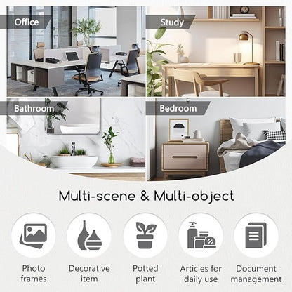 Jerry & Maggie Desktop Organizer Office Storage Rack Adjustable Wood Display Shelf Free Style Double H, Multi-Functional Mini Bookshelf for Desk Natural Stand (White Wood Tone/2 Pack)