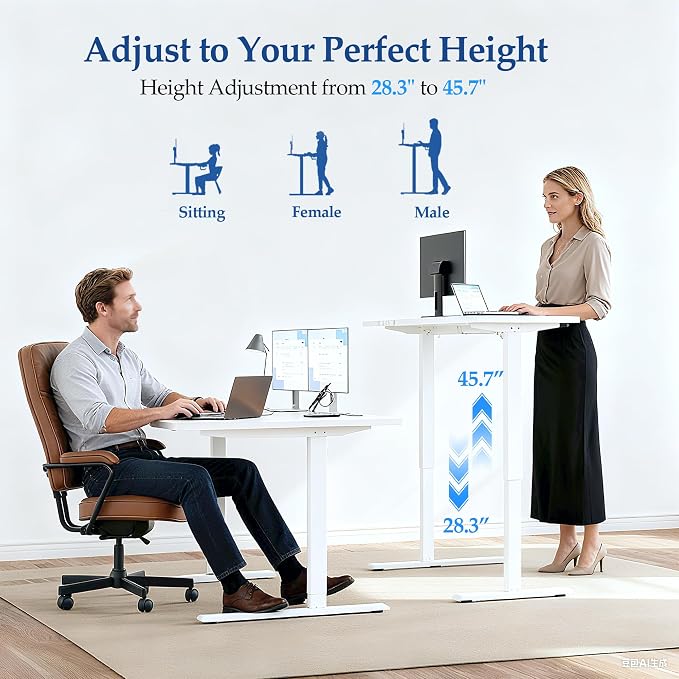 Klicelor L Shaped Standing Desk 63 x 35.4 Inch, Electric Height Adjustable Corner Desk for Home Office Workstation, Ergonomic Sit Stand Computer Table with Memory Controller, White