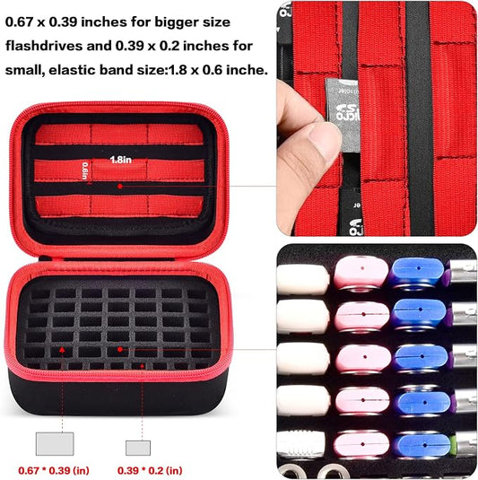 USB Flash Drive Case, Thumb Drive, Memory Card SD SDXC SDHC Card Holder Organizer, Electronic Accessories Storage Bag for SanDisk/SamData/Samsung/TOPESEL/PNY/Memory Stick/YubiKey - Red(Box Only)