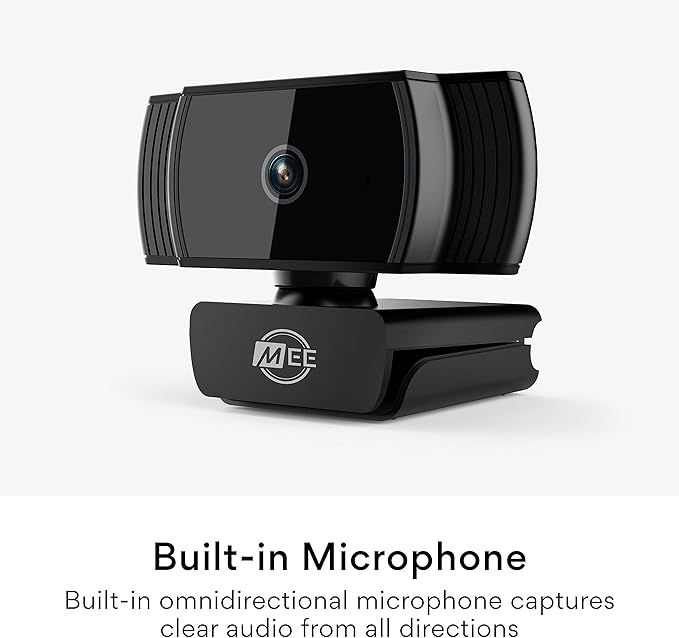 MEE Audio C6A 1080p HD Webcam with Microphone, Autofocus, Low Light Correction, 360° Rotation; USB Streaming Web Camera for Video Calling via Zoom/Hangouts/Skype on Computer PC Mac Laptop Desktop