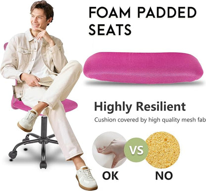 BestOffice Ergonomic Office Chair Desk Chair Mesh Computer Chair Armless Back Support Modern Executive Rolling Swivel Chair with Lumbar Support(Pink)