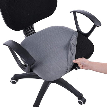 Smiry Stretch Jacquard Office Computer Chair Seat Covers, Removable Washable Anti-dust Desk Chair Seat Cushion Protectors - Grey