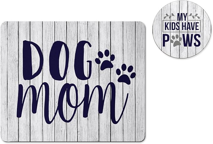 Dog Mom Gift for Mothers Day Desk Set with Mousepad and Coaster Mouse Pad Office Decor