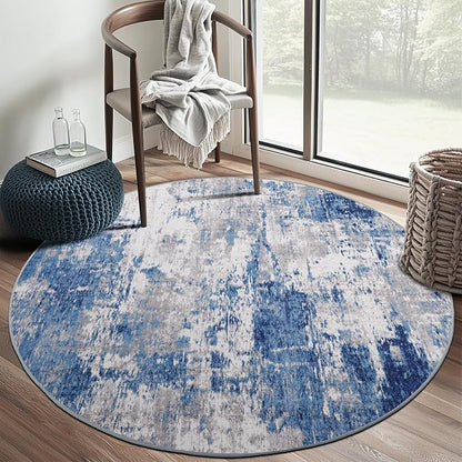 RELEANY Washable Area Rugs 6ft Non-Slip Modern Abstract Soft for Living Room Entryway Bedroom Kitchen, Print Pattern, Blue Grey Navy Gray