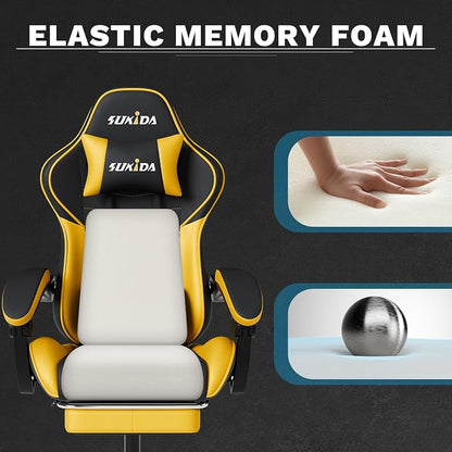 Ergonomic Video Gamer Chairs Gaming Computer Chair Gamer Chairs for Adults Massage Lumbar Support Swivel Height Adjustable Headrest Backrest