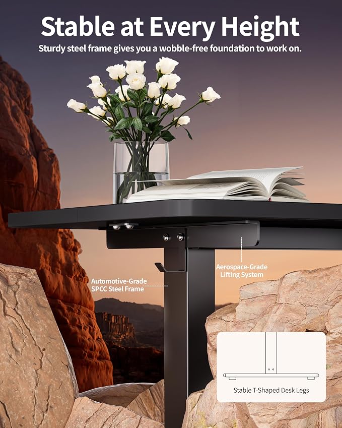 BIZUM Electric Standing Desk 63 x 24 Inch Computer Desk-Gaming Desk Black Home Office Desks Height Adjustable Memory Stand Up Computer Workstation