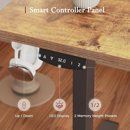 Klicelor L Shaped Standing Desk, 59 Inch Electric Height Adjustable Desk with Memory Preset, Reversible Sit Stand Up Computer Workstation for Home Office, Splice Board, Rustic Brown