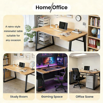 Computer Desk 39.4 Inch Small Office Desk with Wood Top and Metal Frame, Study Writing Desk for Home, Bedroom, Gaming, U-Shaped Leg Design, Modern Simple