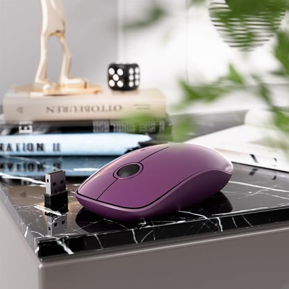 MPTOG Wireless Keyboard and Mouse Combo, Retro Round Typewriter Keys, 2.4G Silent Connection with Number Pad, Ergonomic Aesthetic Desk Set for Home Office, Laptop, PC, Mac (Black Wine Red)