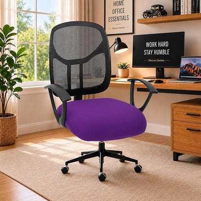 DIVA EN CAMINO DEC Stretchable Desk Office Chair Seat Cushion Covers - Universal Spandex Computer Chair Slipcover - Removable Washable Cushion Protectors for Dogs, Cats, Pets (Purple)