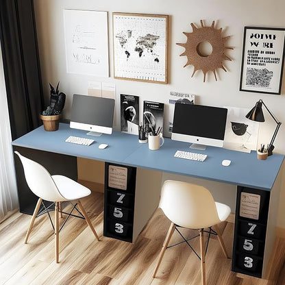 Kaboon Table Top 23.62" D x 55" W, Solid One-Piece Desktop, Universal Wood Countertop, Reversible Laminate Top, Double Desks, L-Desk DIY, for Home and Commercial,Grayish Blue