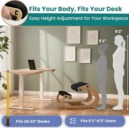 NYPOT Ergonomic Kneeling Chair with Adjustable Seats - Knee Chair for Posture Correction & Kneel Rocking Stool for Desk - Back Pain Relief for Home and Office, Supports 250 pounds - 5 Years Warranty