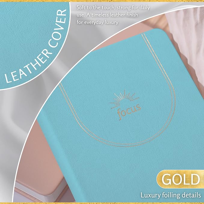 ADHD Daily Planner for Neurodivergent Adults – Premium Leather Productivity & Task Management Planner with Guided Focus Pages, 170gsm Paper, Gold Foiling & Gift Box – Undated | A5 (Teal)