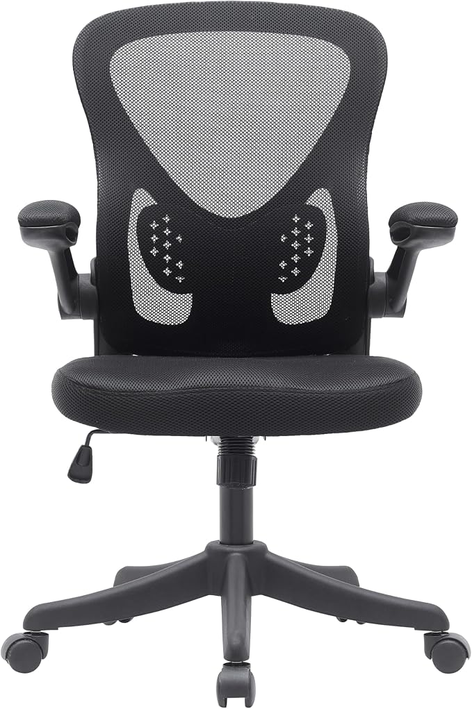 Ergonomic Office Chair with Mesh Back Rest Lumbar Support Flip Up Arms and Swivel, Mid-Back Task Home Office Chair