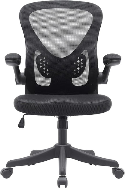 Ergonomic Office Chair with Mesh Back Rest Lumbar Support Flip Up Arms and Swivel, Mid-Back Task Home Office Chair