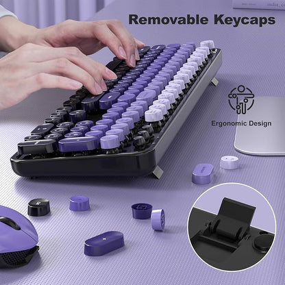 Dilter Wireless Keyboard and Mouse Combo, 104 Keys Full Size Typewriter Keyboards, 2.4G USB Plug and Play for Windows 7 8 10 11, PC, Laptop, Desktop, Black & Purple
