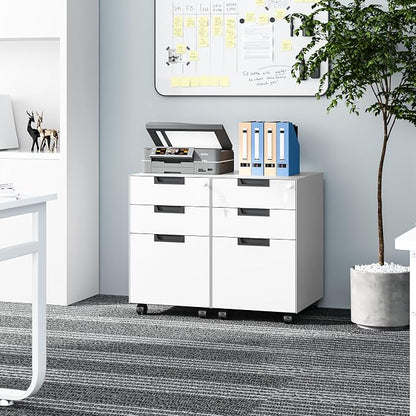 Fesbos 3 Drawer Vertical File Cabinets, Mobile Filling Cabinet with Lock for Legal/Letter Size, Pre-Built Office Storage File Cabinet with Wheels Under Desk - Fully Assembled