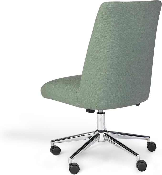 Martha Stewart Maeve Swivel Task Chair with Height Adjustable Seat for Home Office in Sage Fabric with Polished Nickel Frame