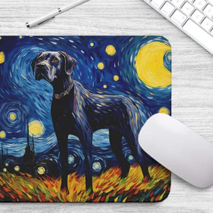 Starry Night Dog Mouse Pad for Computer Laptop Home Office Gaming Working Desk Desktop Accessories Non-Slip Rubber Mouse Pad for Dog Lovers (Great Dane)