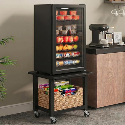 SunnyPoint 2-Tier Under Desk Printer Stand with Storage Shelf and Steel Frame, Industrial Mobile Printer Cart Holder with Lockable Improved Industrial Wheels for Home and Office (BLK)