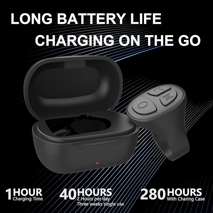 Tiktok Scrolling Ring, Bluetooth Camera Remote Control, Scrolling Ring Remote for iPhone TikTok FB YouTube IG Android Phone, Fingertip Wireless Scroller Page Turner (Black)