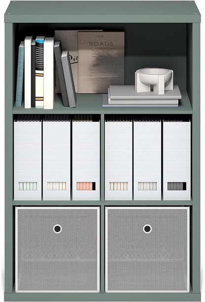 Furinno Cubicle Book Shelf, 5-Cube Bookshelf, Extra Thick Frame Cube Storage Organizer Bookcase with Closed Back, 15.3 x 29.9 x 43.3, for Living Room, Bedroom, Home Office, Sage Green