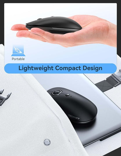 TECKNET Wireless Mouse, 2.4G Computer Mouse for Laptop, 4800 DPI Silent Mouse with USB Receiver, Slim Portable Travel Mouse Compatible with MacOS Windows Android PC Chromebook, 18 Months Battery Life
