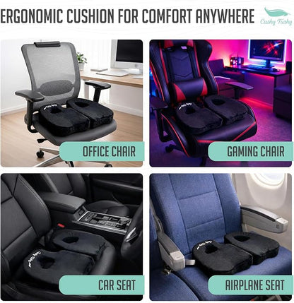 Cushy Tushy Premium Foldable Piriformis Seat Cushion - Piriformis Pain and Sciatic Pain Relief Cushion - for Home & Office Use, Perfect for Travel or Driving