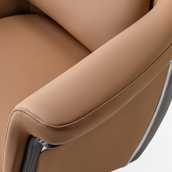 EUREKA ERGONOMIC Renee Executive Office Chair, Big and Tall High Back Fiber Leather Desk Chair with Adjustable Headrest and Lumbar Support, Comfy Computer Chair with Soft Padded Armrests, Brown